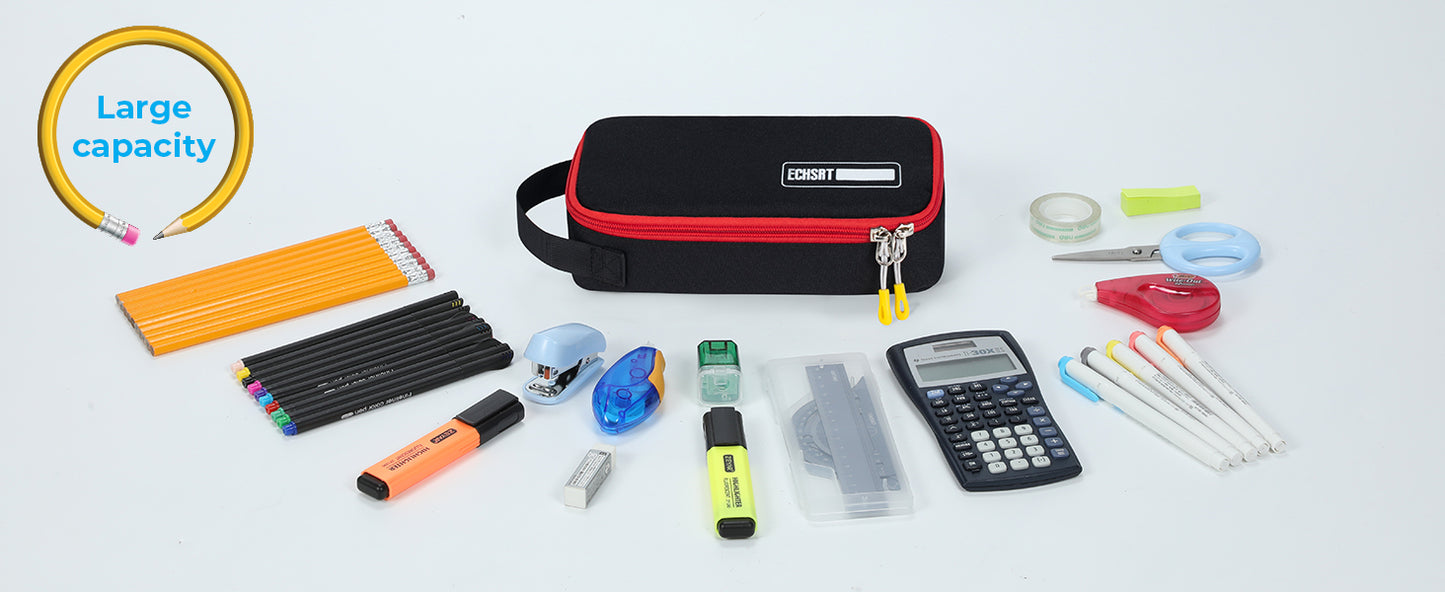 ECHSRT Large Pencil Case, Aesthetic Pen Pouch with Big Capacity, Minimalist Portable Stationery Bag with Handle for Office Organizer Aesthetic Pencil Cases