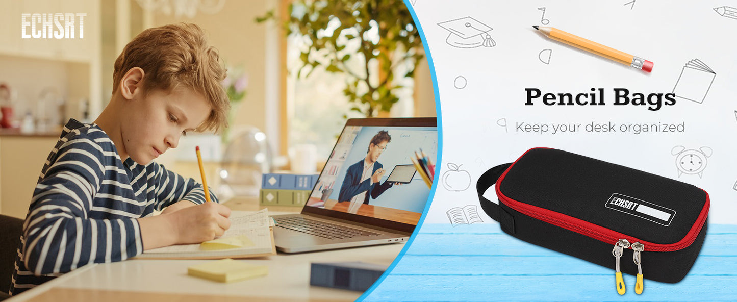 ECHSRT Large Pencil Case, Aesthetic Pen Pouch with Big Capacity, Minimalist Portable Stationery Bag with Handle for Office Organizer Aesthetic Pencil Cases