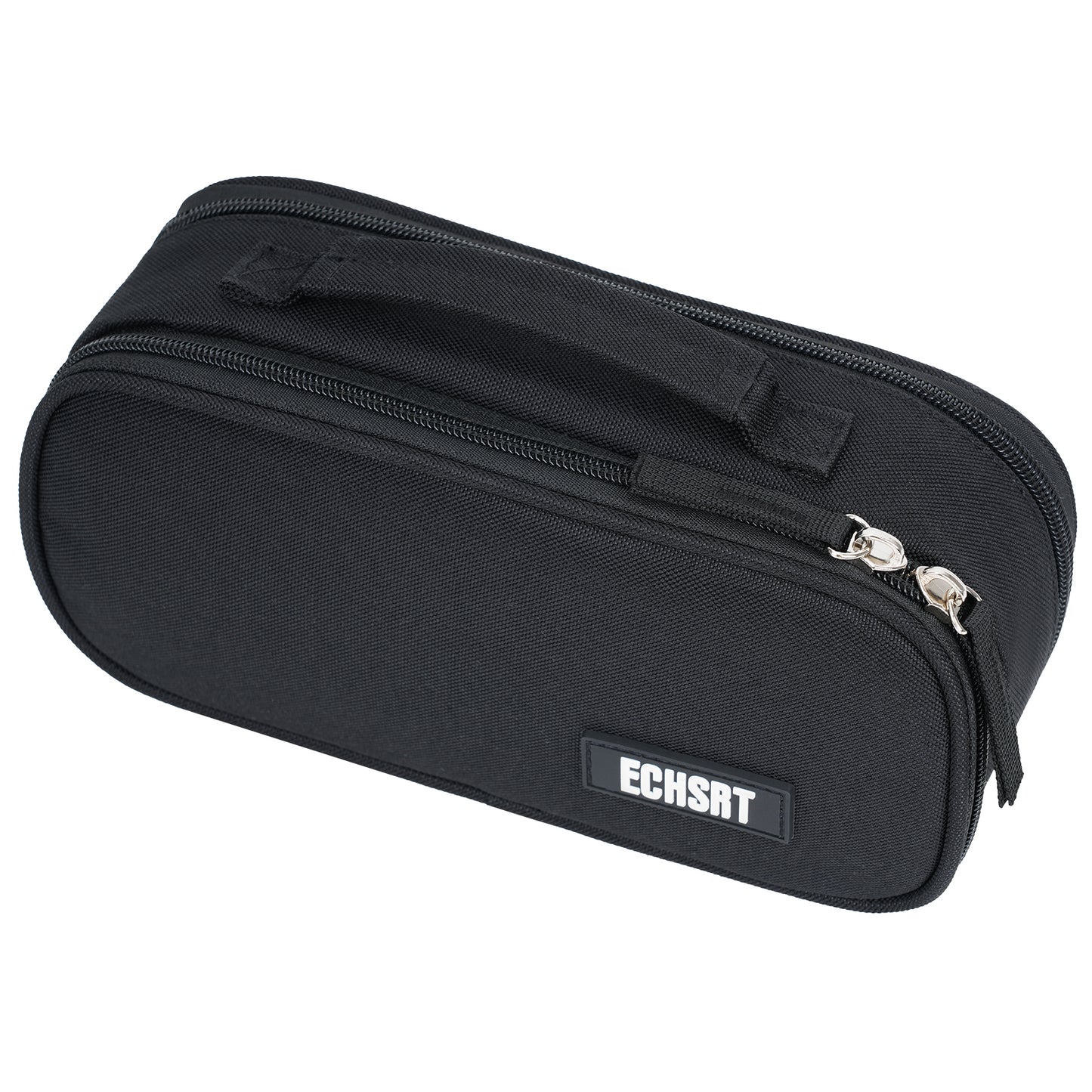 ECHSRT Tactical Pencil Case for Boy, Extra Large Capacity Camo Pencil Pouch for Men Adults, 3 Compartment Zipper Pen Case, Small Tool Bag Organizer for School Office Travel - Black