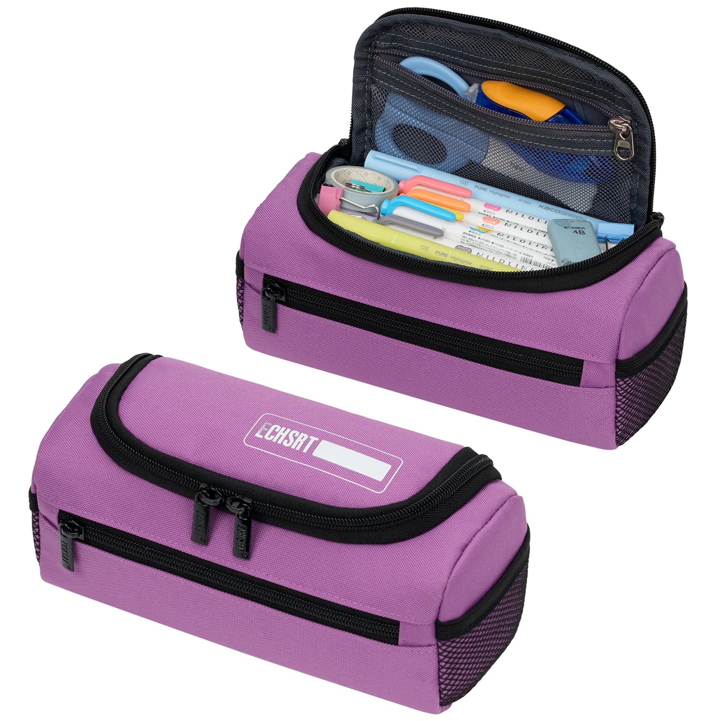 ECHSRT Jumbo Pencil Case Organizer for Men Women, Extra Large Capacity Pencil Pouch, Sturdy Portable Storage Bag for Office Travel Supplies - Blue