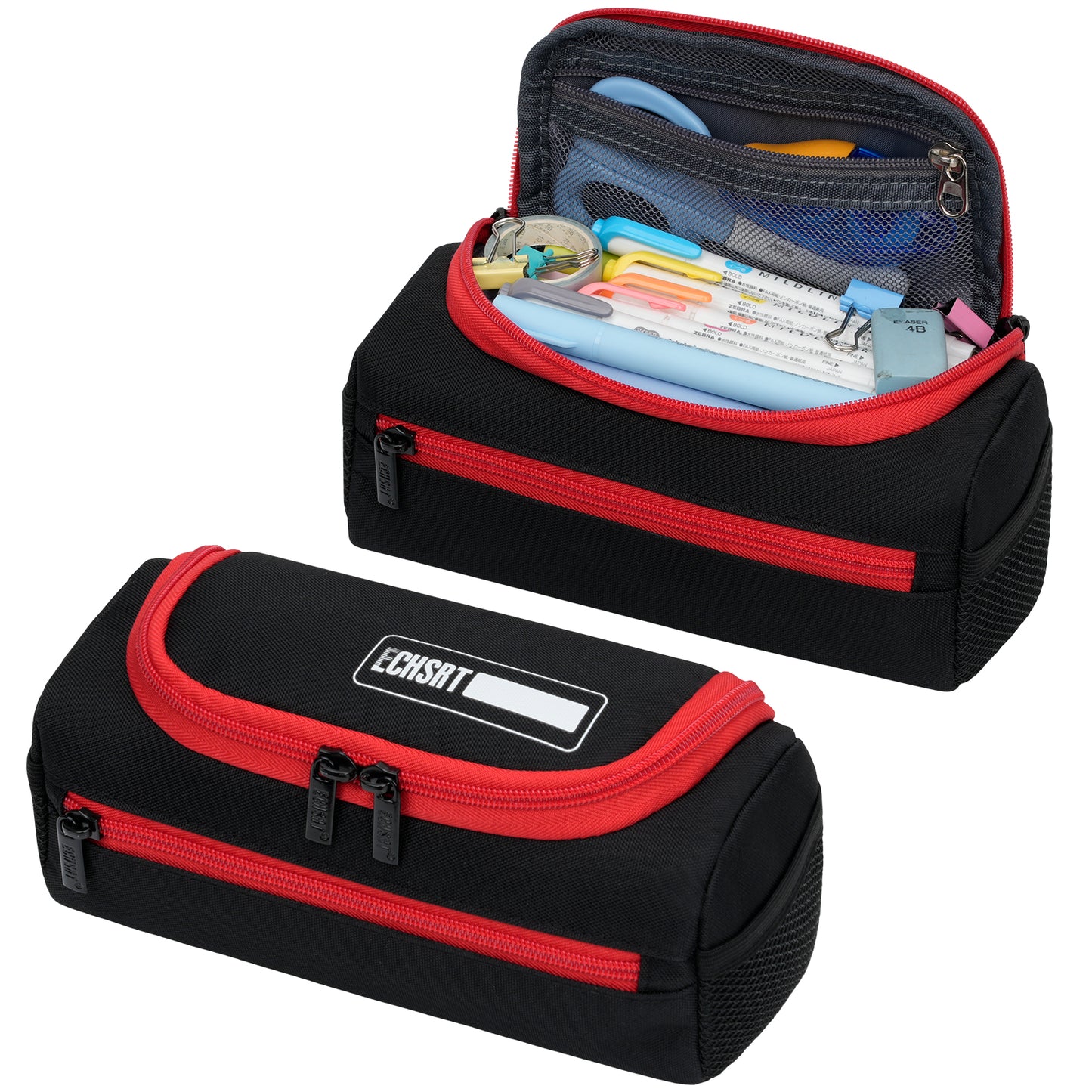 ECHSRT Jumbo Pencil Case Organizer for Men Women, Extra Large Capacity Pencil Pouch, Sturdy Portable Storage Bag for Office Travel Supplies - Blue