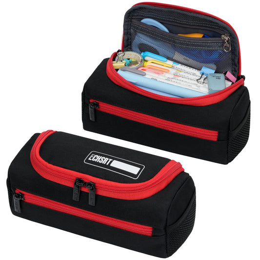 ECHSRT Jumbo Pencil Case Organizer for Men Women, Extra Large Capacity Pencil Pouch, Sturdy Portable Storage Bag for Office Travel Supplies - Blue