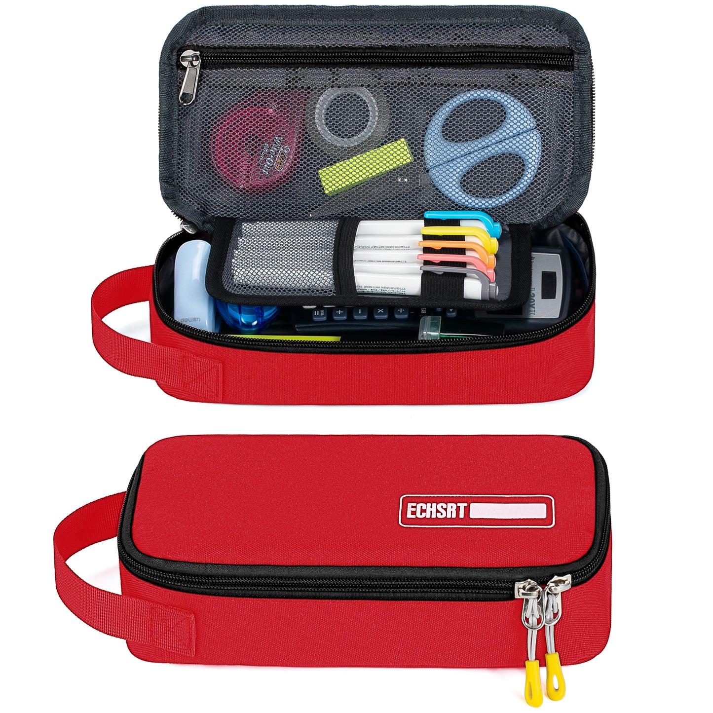 ECHSRT Large Pencil Case, Aesthetic Pen Pouch with Big Capacity, Minimalist Portable Stationery Bag with Handle for Office Organizer Aesthetic Pencil Cases