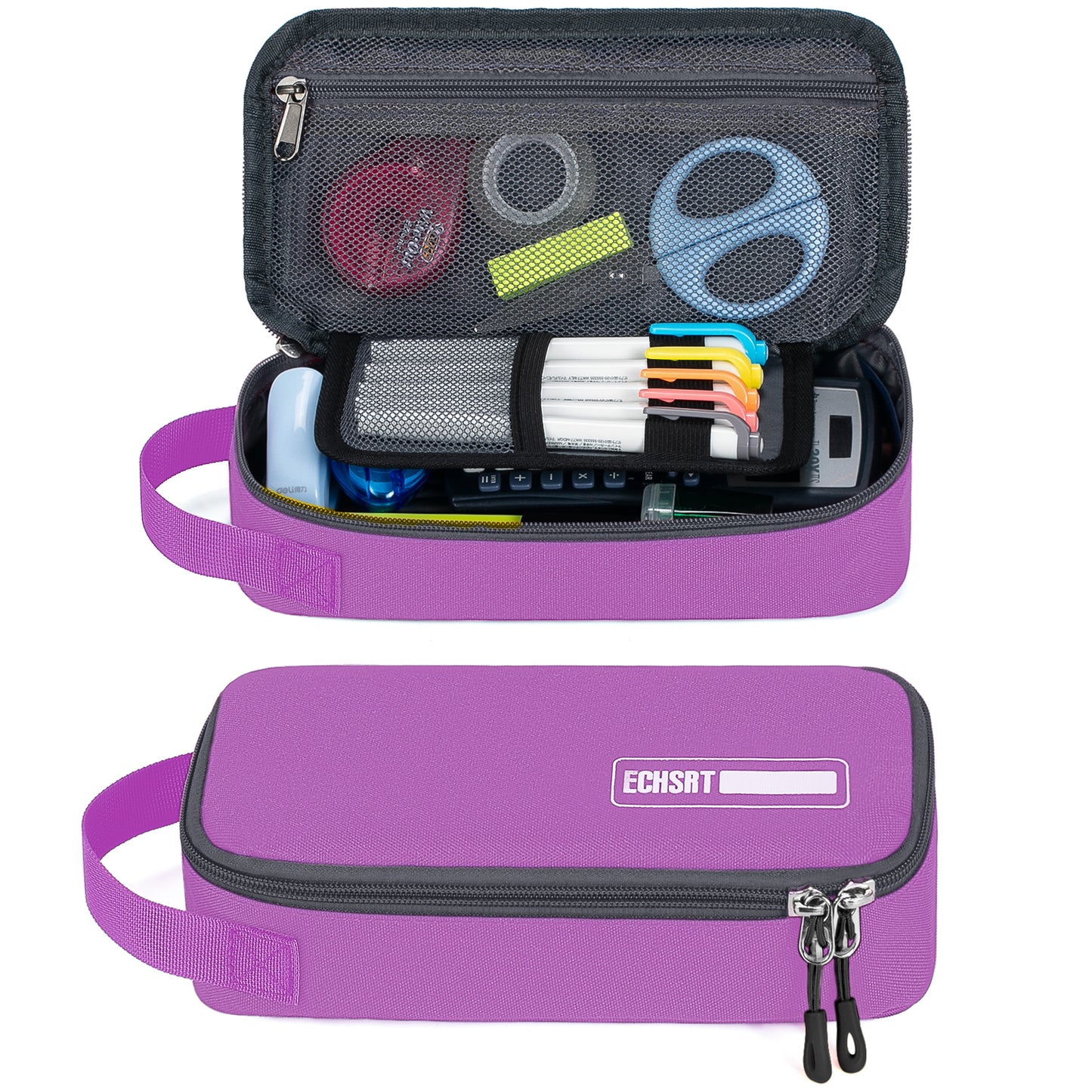 ECHSRT Large Pencil Case, Aesthetic Pen Pouch with Big Capacity, Minimalist Portable Stationery Bag with Handle for Office Organizer Aesthetic Pencil Cases