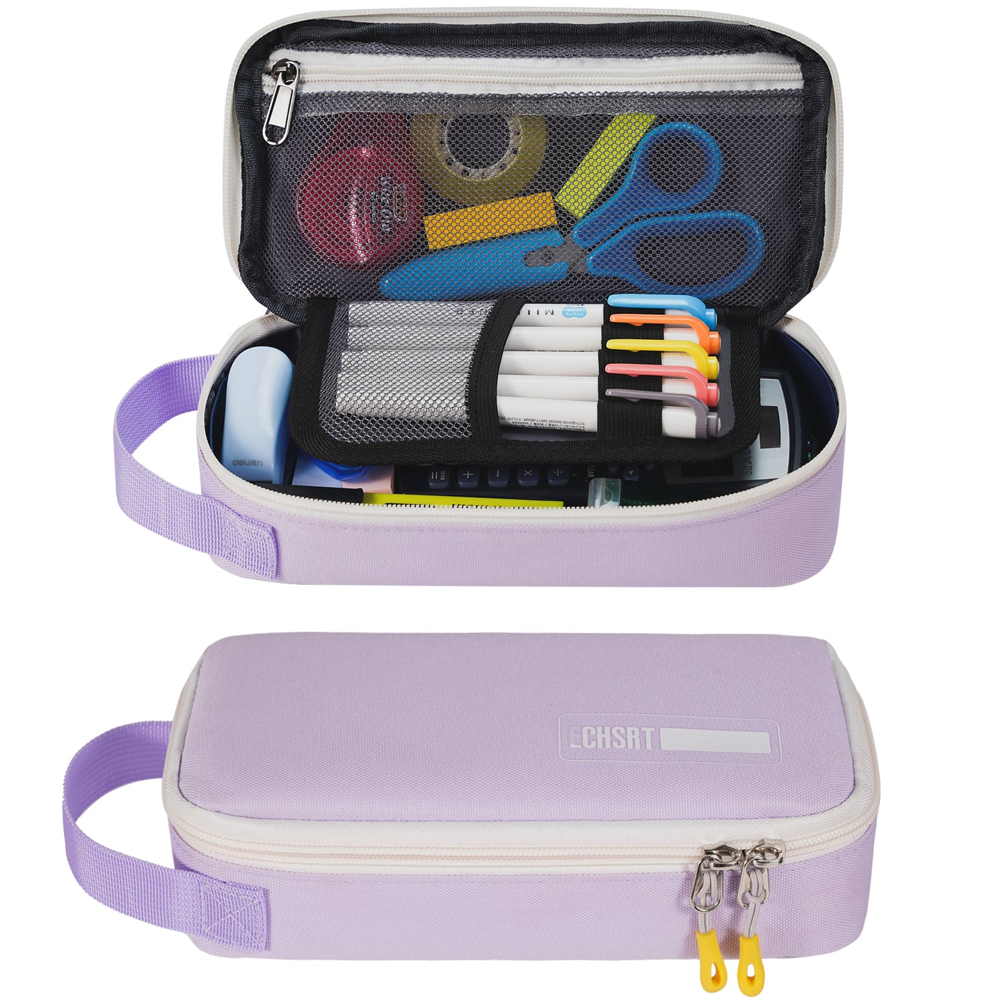 ECHSRT Large Pencil Case, Aesthetic Pen Pouch with Big Capacity, Minimalist Portable Stationery Bag with Handle for Office Organizer Aesthetic Pencil Cases