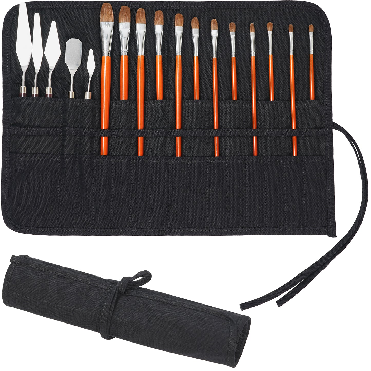 ECHSRT Paint Brush Holder Roll Up Case Storage for Artist Acrylic Oil Watercolor, Holders and Organizers 30 Slots，Army Green