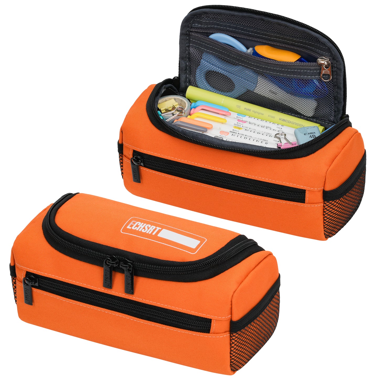 ECHSRT Jumbo Pencil Case Organizer for Men Women, Extra Large Capacity Pencil Pouch, Sturdy Portable Storage Bag for Office Travel Supplies - Blue